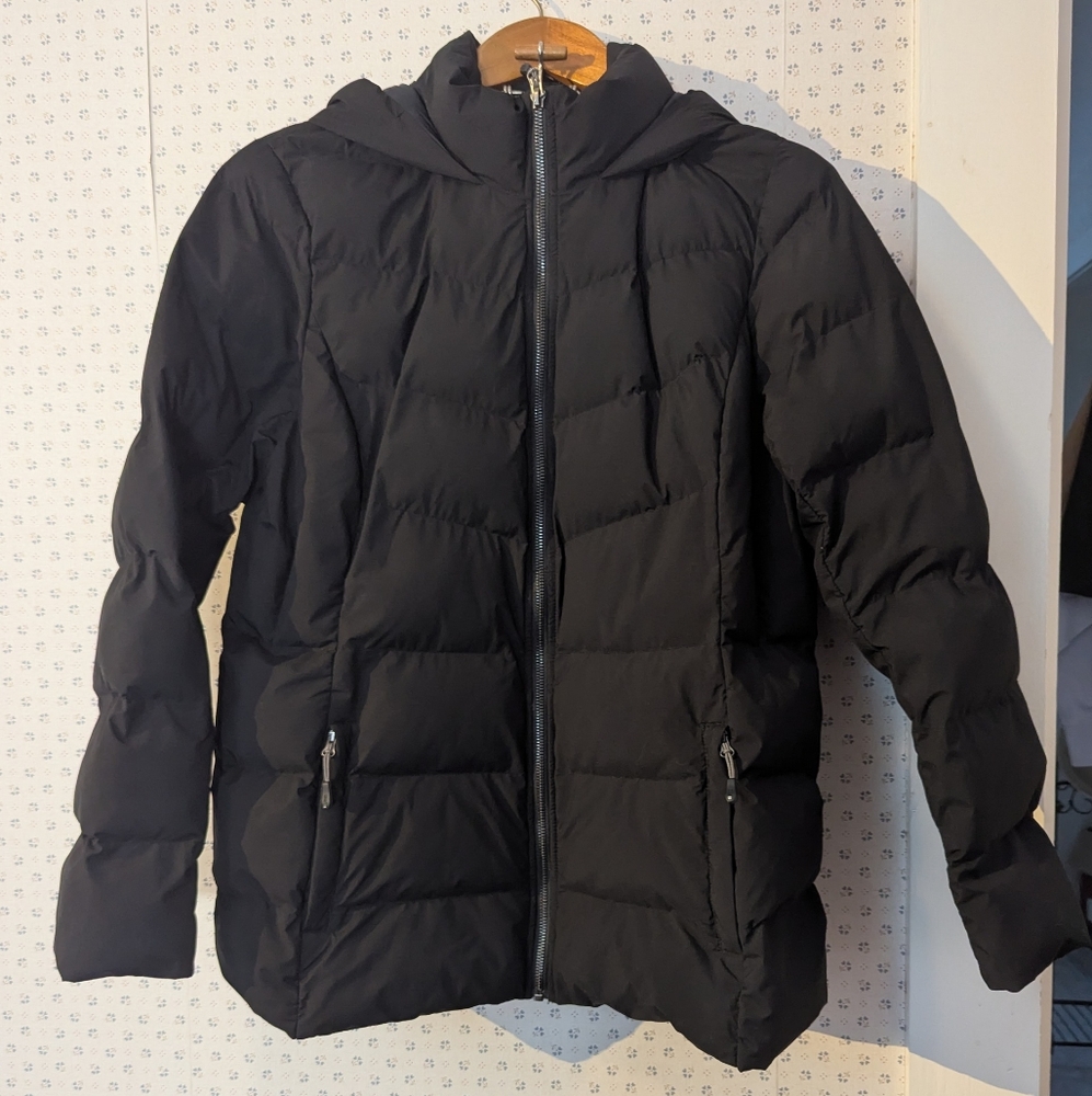 🖤 NWOT 32 Degrees Heat Puffer L Jacket Zipper Pockets Polyester Fill Hooded